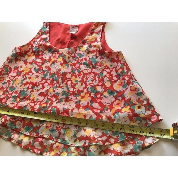Canyon River Blues Red Floral Ruffled Tank Sz S - Picture 5 of 7